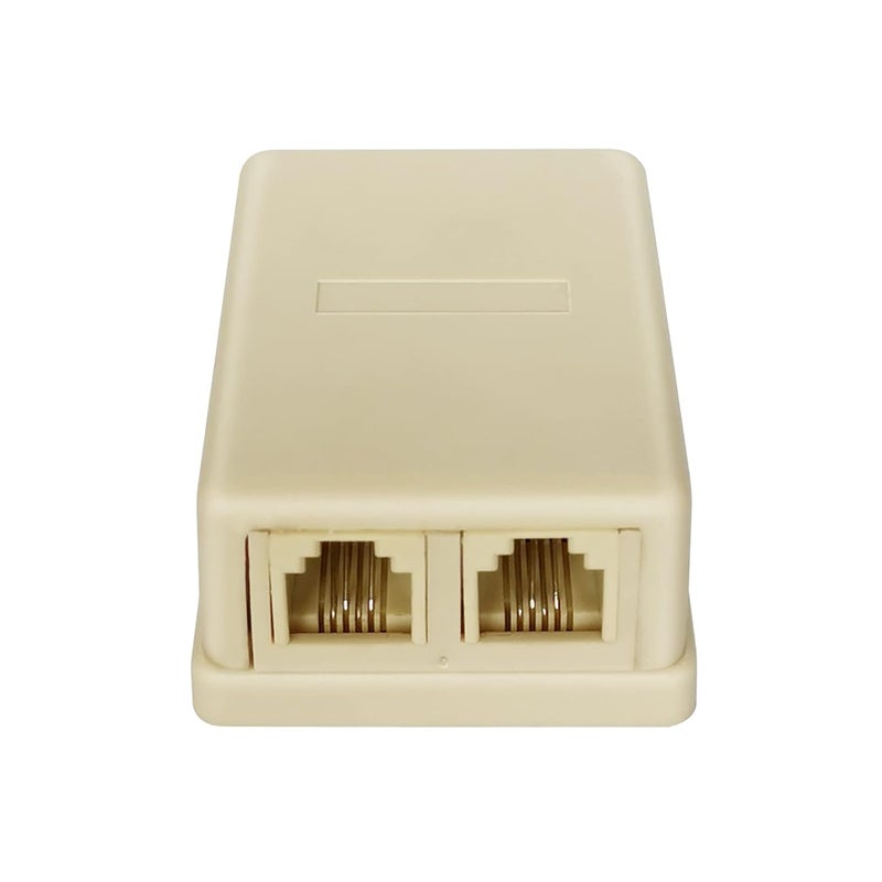 NECABLES صندوق جاك هاتف مزدوج السطح مع منفذين 4 أطراف براغي إلى 2 RJ11 6P4C أنثوي عاجي - Image 3